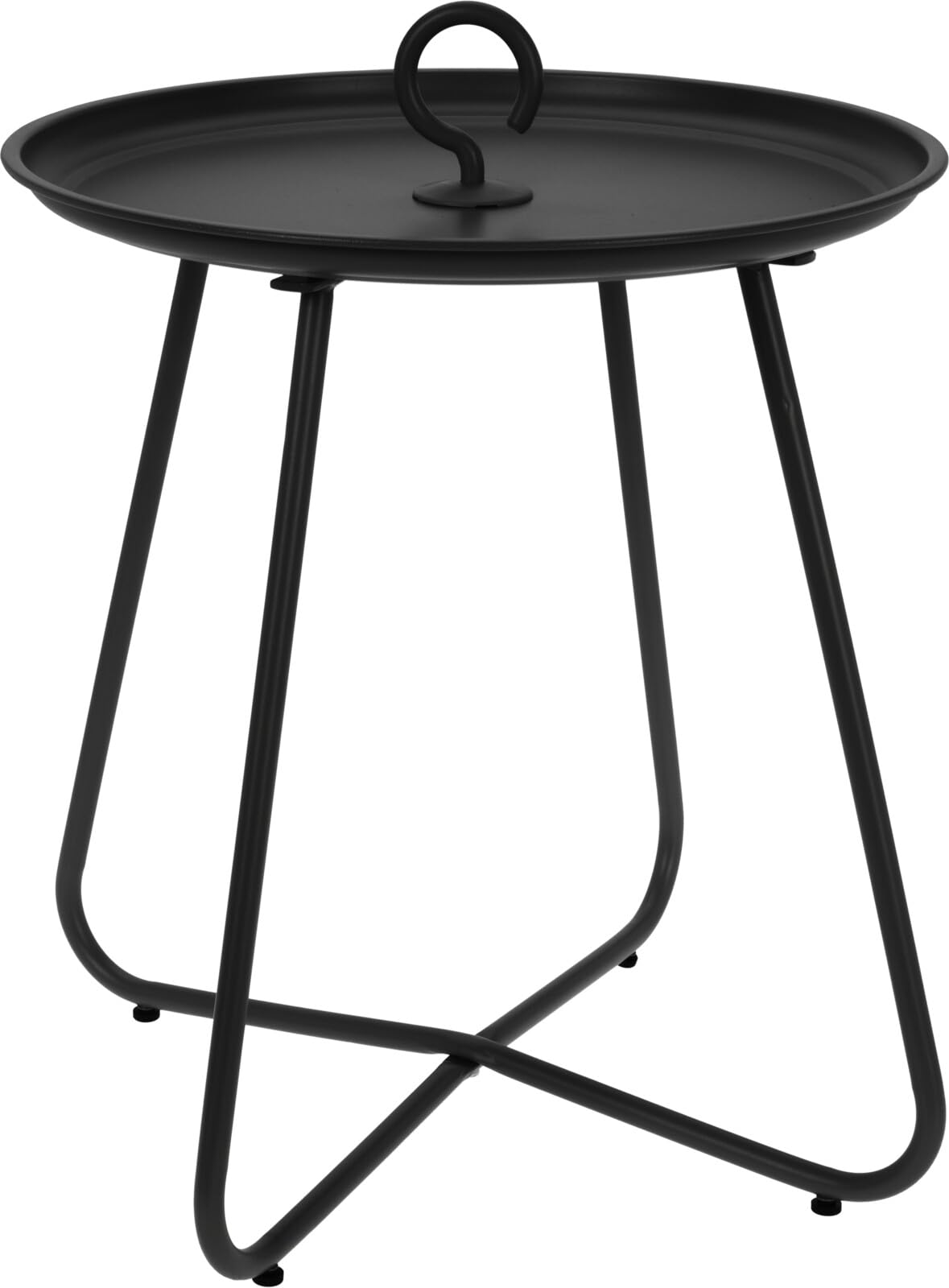 Muddy Hands Round Metal Side Table with Handle – 40cm Coffee Accent Table for Living Room, Bedroom, Patio, Balcony or Garden – Indoor/Outdoor Modern Furniture 46cm Height (Dark Grey)