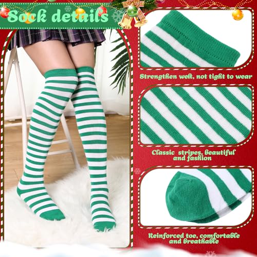 Image of Geyoga Arm Warmers Leg Warmers Striped Thigh High Socks Fingerless Gloves Stockings Christmas Halloween
