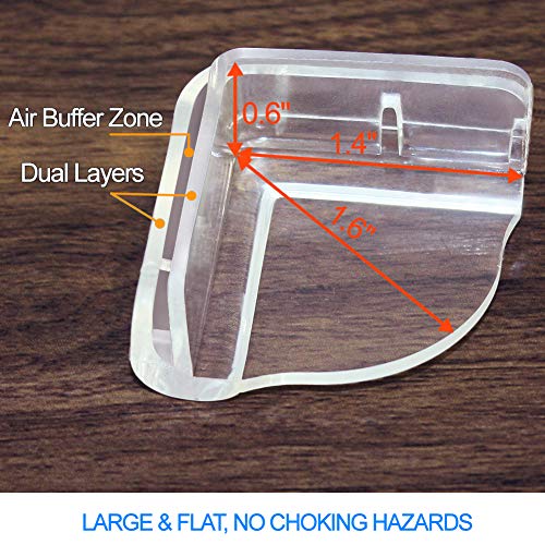Image of Matyz 16-Pack 1.6 inch Large Clear Corner Protectors - Dual Layer Buffer Structure Soft Table Corner Guards - Child Proof Furniture Corner Safety Bumpers - Up-Down Corner Cover Safety