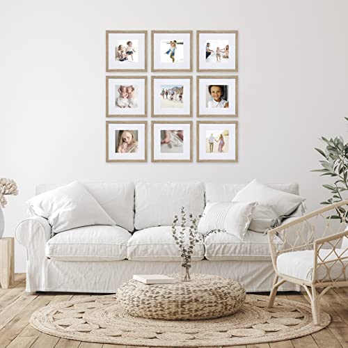 Sheffield Home 9 Piece Gallery Wall Frame Set, 12X12 In. Matted To 8X8 In. (Light Natural) #TOP1