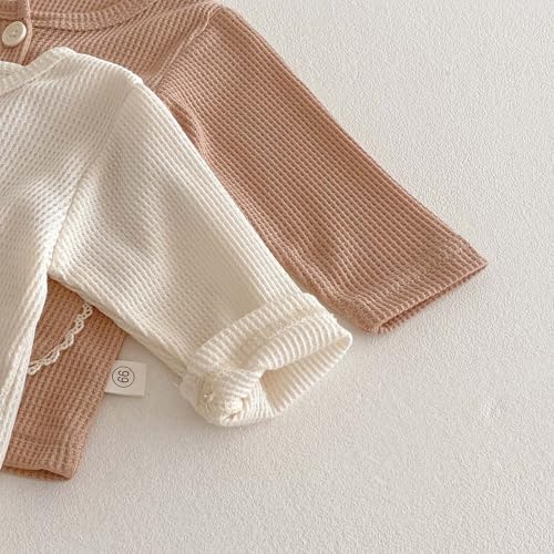 Infant Girls Cute Button Down Sweater Baby Long Sleeve Crewneck Loose Fit Shirts with Lace Trim Pocket Birthday Sweet Outfits4