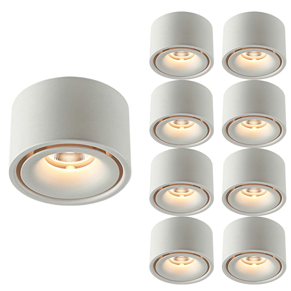 Zestaw Reflektorów Cob Montowanych Na Powierzchni Z 9 Listwami Baffle - 3-Calowy Cylinder Downlight - 5 W/7 W/12 W Okrągły Aluminiowy Sufitowy Downlight - Led Wewnętrzny Sufitowy RWhite-7w-4000K