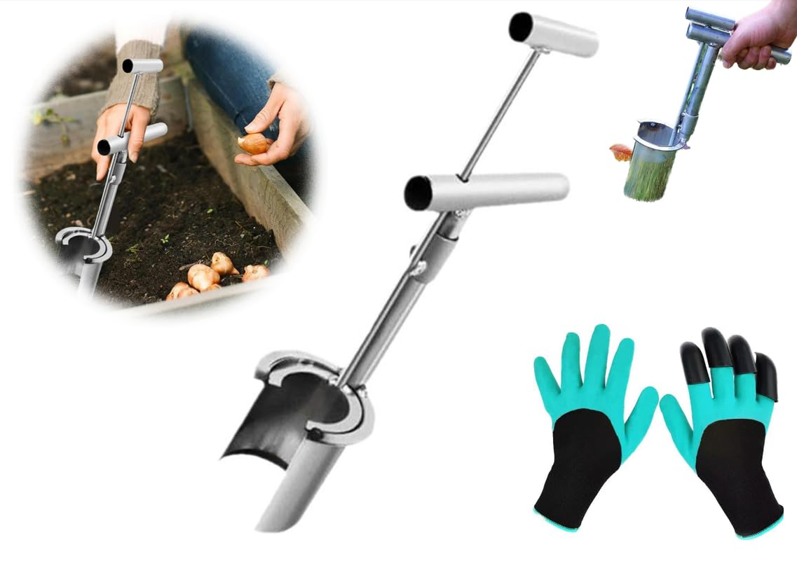 Trapiantatrice per piantine di piante e alberi da frutto strumento per piantare bulbi strumenti semi in acciaio inossidabile con campionatore di terreno a manico lungo aeratore prato fioriera