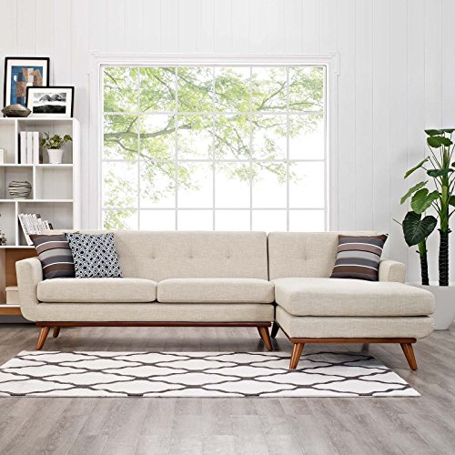 Modway EEI-2119-BEI-SET Engage Right-Facing Upholstered Fabric Sectional Sofa, Beige