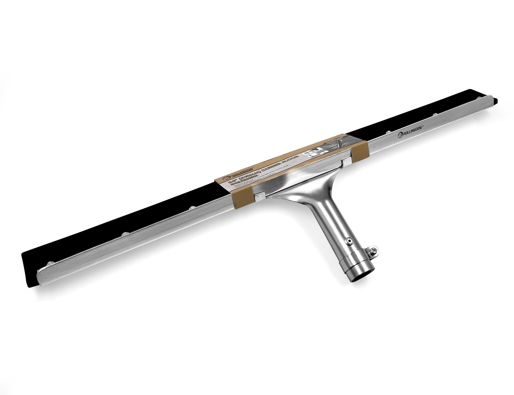 ROLLINGDOG 24" Rubber Floor Squeegee Attachable Extension Pole with 1/4" Non-Marking Blade for Concrete and Large Floor,Garage,Warehouse Cleaning