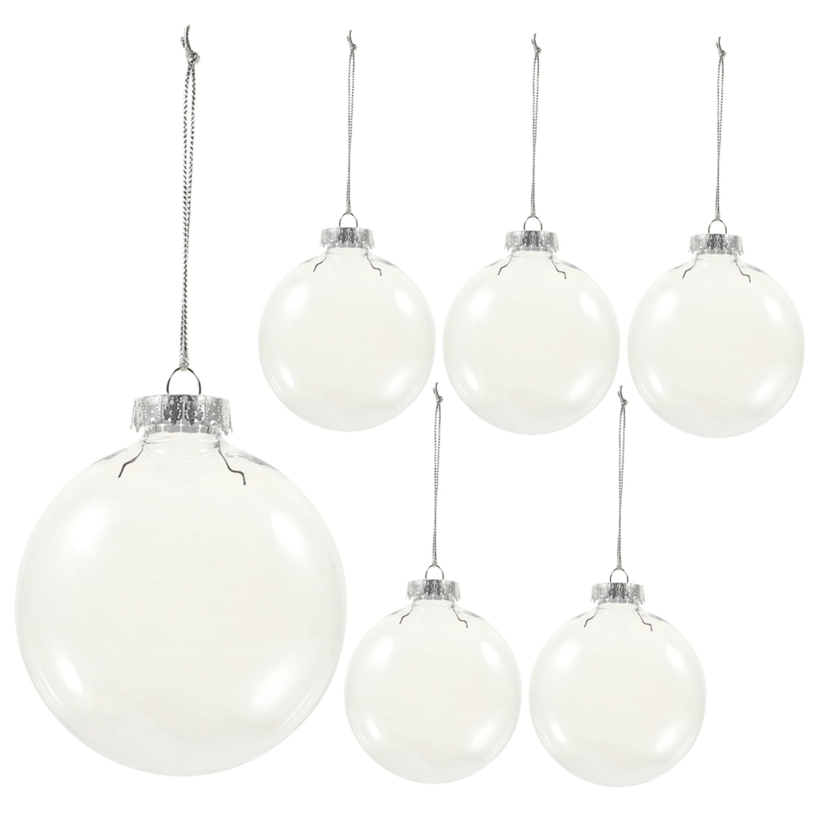 GANAZONO 6 Piezas Unidades de Bolas Transparentes Rellenable para Decoración de Árbol de Navidad DIY Adornos Colgantes Huecos para Festivo Hogares y Comercios
