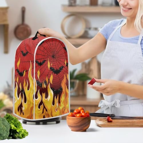 Image of Fire Web Bat Blender Dust Cover Anti Fingerprint Polyester Stand Mixer or Coffee Maker Appliance Cover Stain Resistant Halloween Decor Blender Storage Bag for Kitchen Appliance