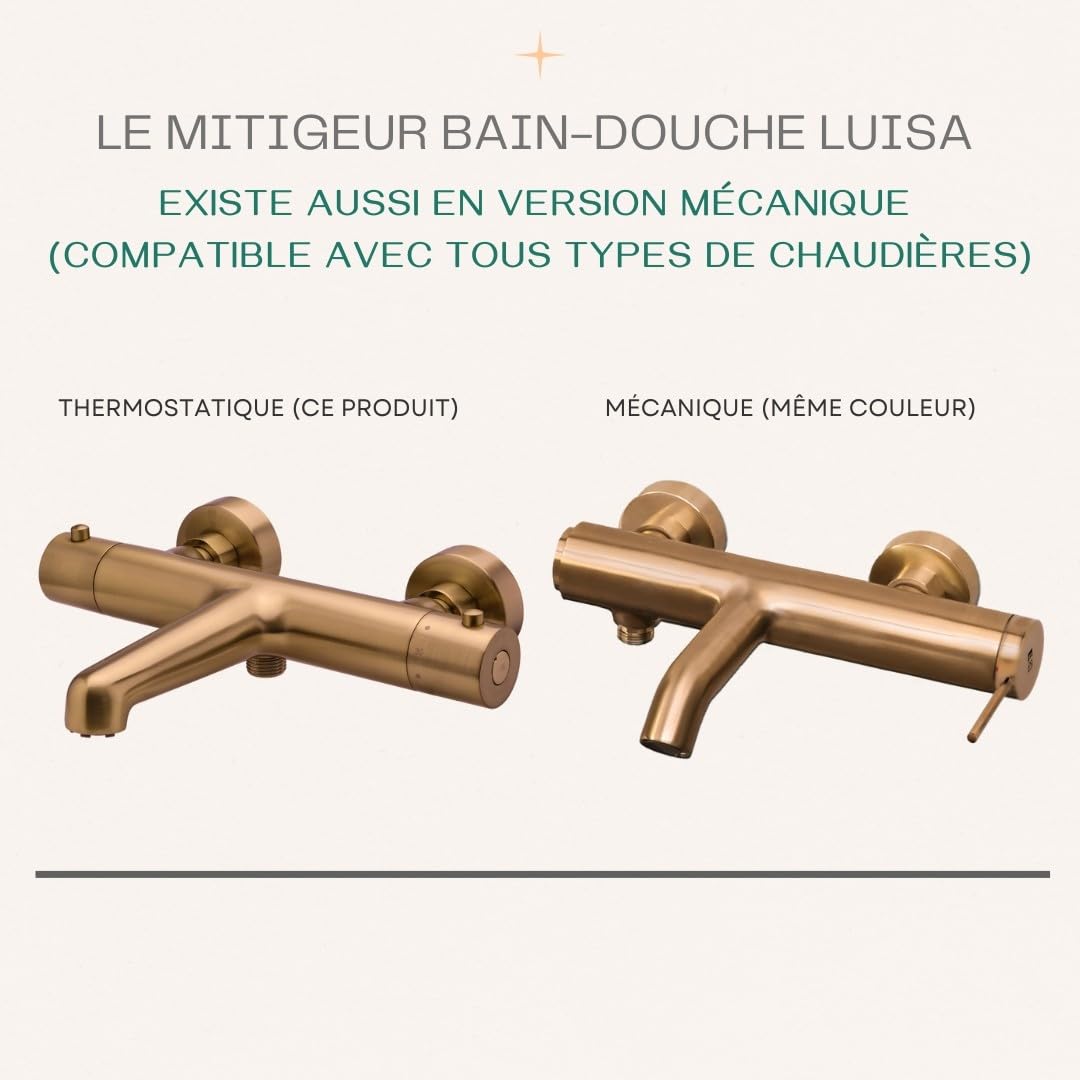 Essebagno Mezclador termostático de bañera y ducha Luisa en cobre