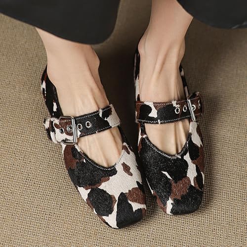 Ballet Flats for Women Adjustable Strap Mary Jane Flats Comfortable Square Toe Walking Office Dress Shoes4