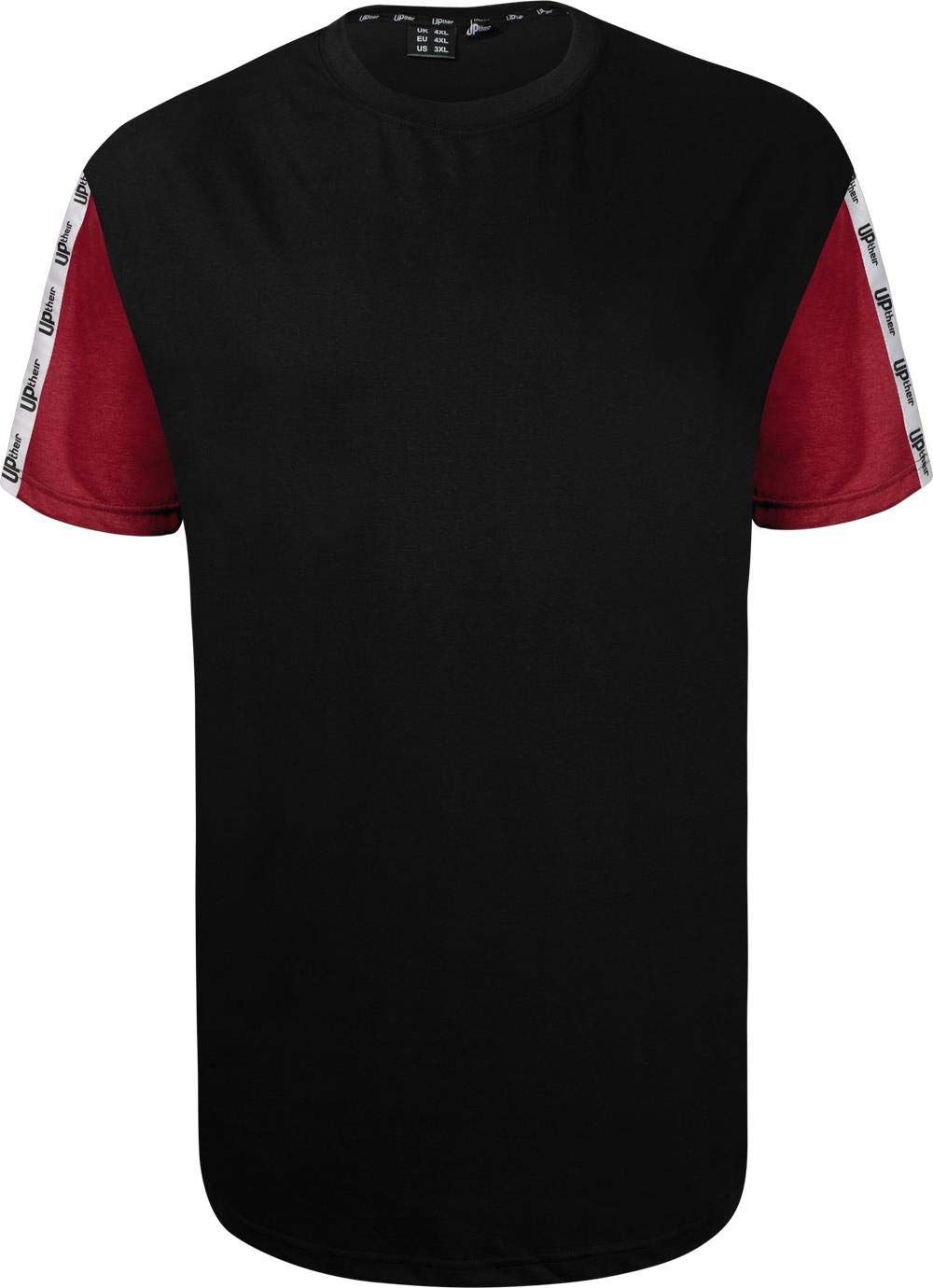 Uptheir Men's Comet Cut & Sew Crew Neck T-Shirt - Black Red (UK, Alpha, L, Regular, Regular)