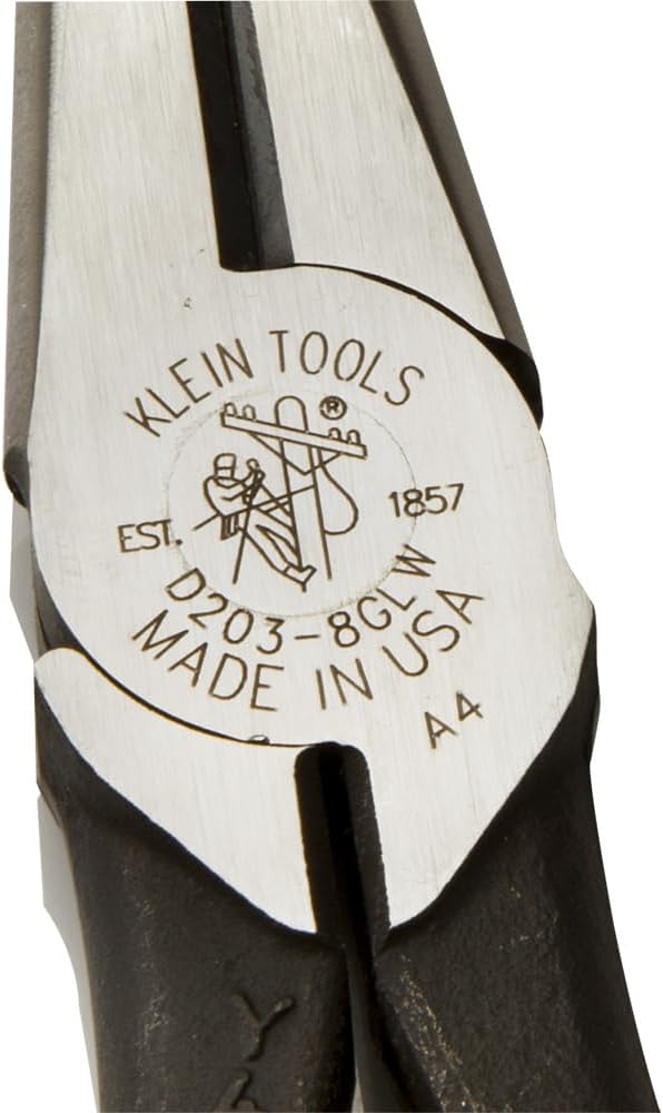 Klein Tools D203-8-GLW Long Nose Pliers, Hi-Viz Glow In the Dark Pliers with Extended Grips For Reach and Leverage, 8-Inch