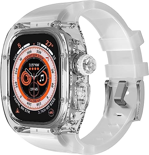 Boîtier de montre transparent léger et antichoc avec bracelet silicone sport 49mm
