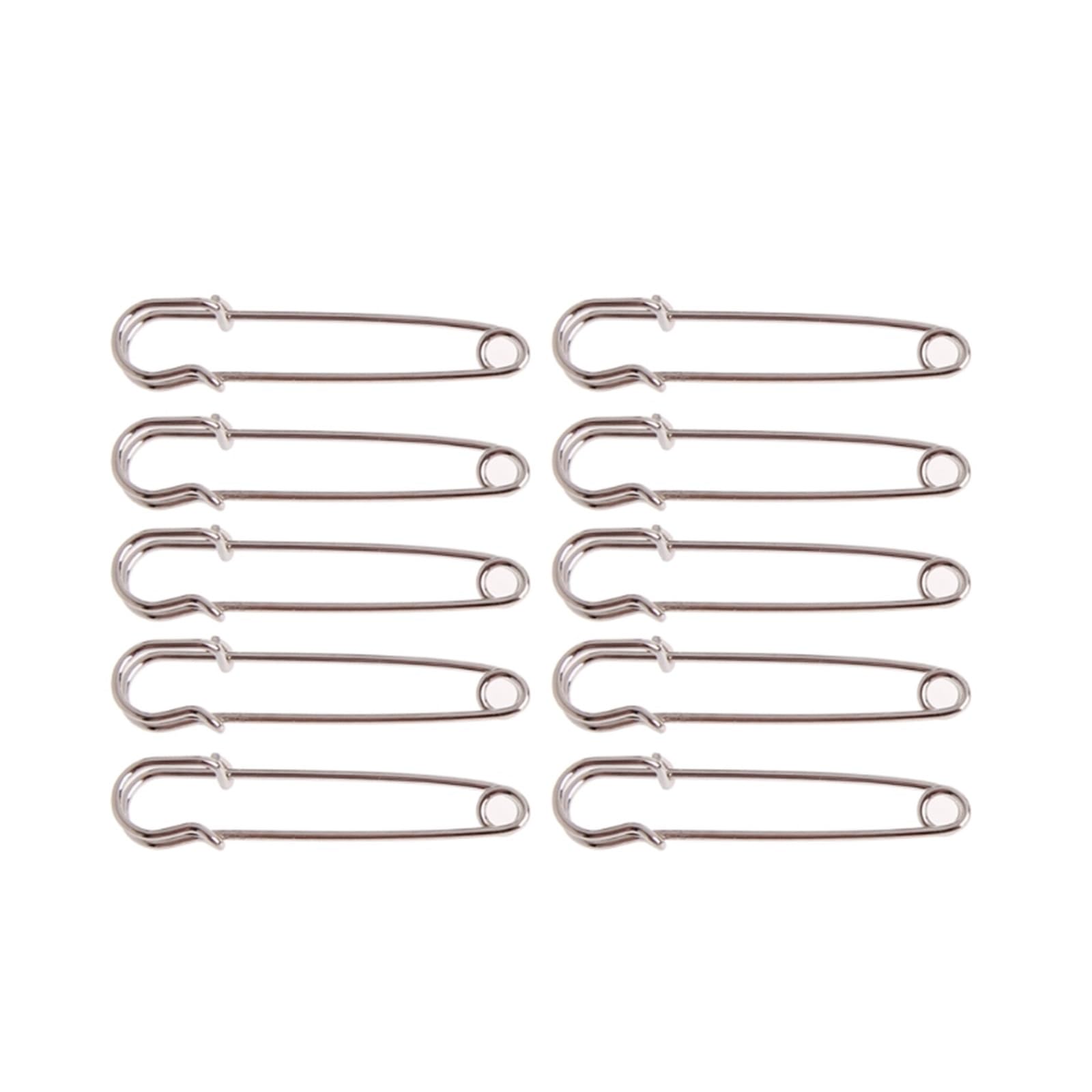10 STÜCK Silberfarbene große robuste Sicherheitsnadeln DIY Nähwerkzeuge Edelstahl(10pcs-50mm)