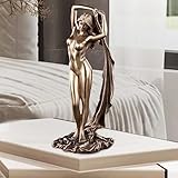 Stylitzy Figurines Resin Goddess Statue Art Female Sculpture Table Ornaments, Living Room Dining Desk Aesthetic Decorations, Housewarming Gift, Bronze