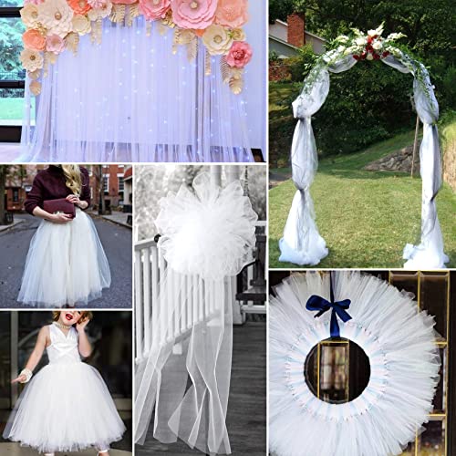 iontach white tulle fabric rolls 54 inch by 40 yards fabric tulle bolt for wedding christmas decorations diy white tutu baby shower table skirt ceiling decor birthday party craft supplies