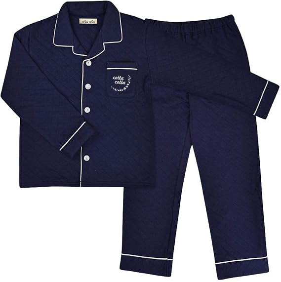 Amazon キッズ 綿100 パジャマ 長袖 キルトニット 秋 冬 男の子 女の子 Cotta Cotta コッタコッタ 110 150cm 110 ネイビー パジャマ 通販