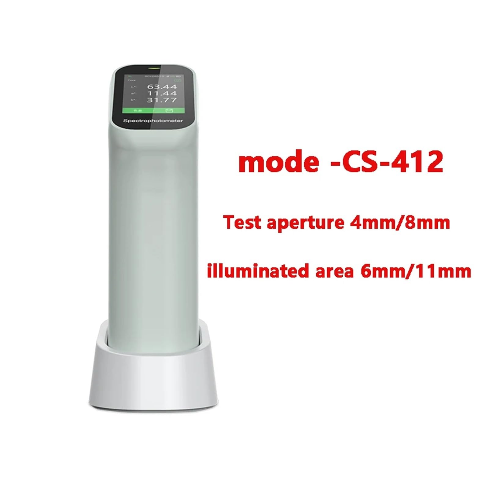 Farbmesser Spektralphotometer, aufladbares USB-Kolorimeter, tragbarer Farbanalysator, Labor-Farbmessrät, E*a*b-Tester, Kaliber 4 mm, 8 mm Ultrastabile Leistung(CS-412)