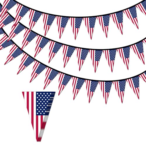 Image of 10m American Flag Bunting 30pcs Flags for 4th July Decorations,The United States Flags USA America Flag Bunting Banner for Fifa World Cup Football 2026 Memorial/Independence/Veterans Day Decorations