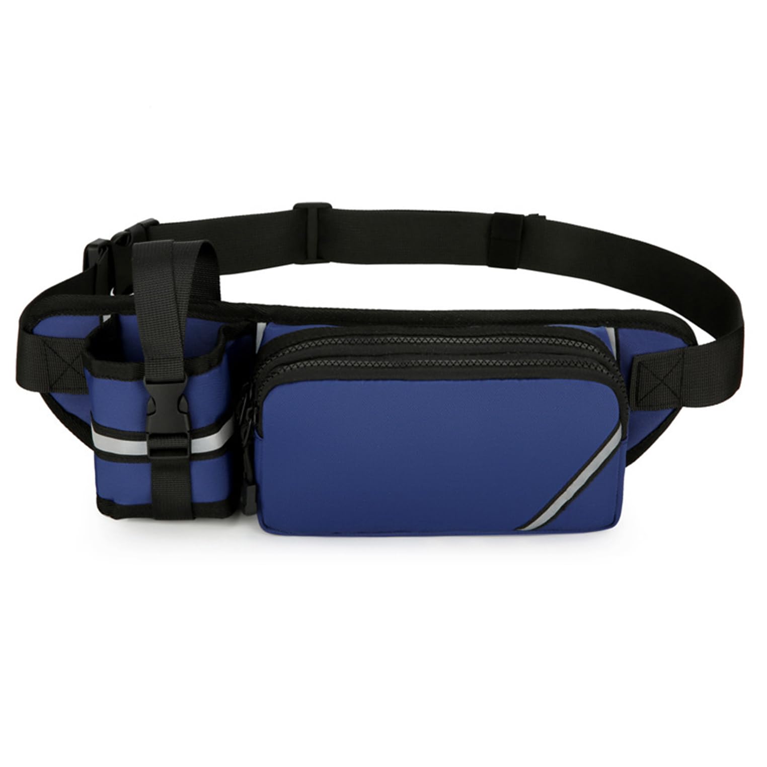 Ausion Fanny Pack Waist Bag for Men&Women Adjustable Belt Hip Bum Bag Fashion Water Resistant Hiking Waist Bag for Traveling Casual Running Hiking Cycling, blue with bottle holder