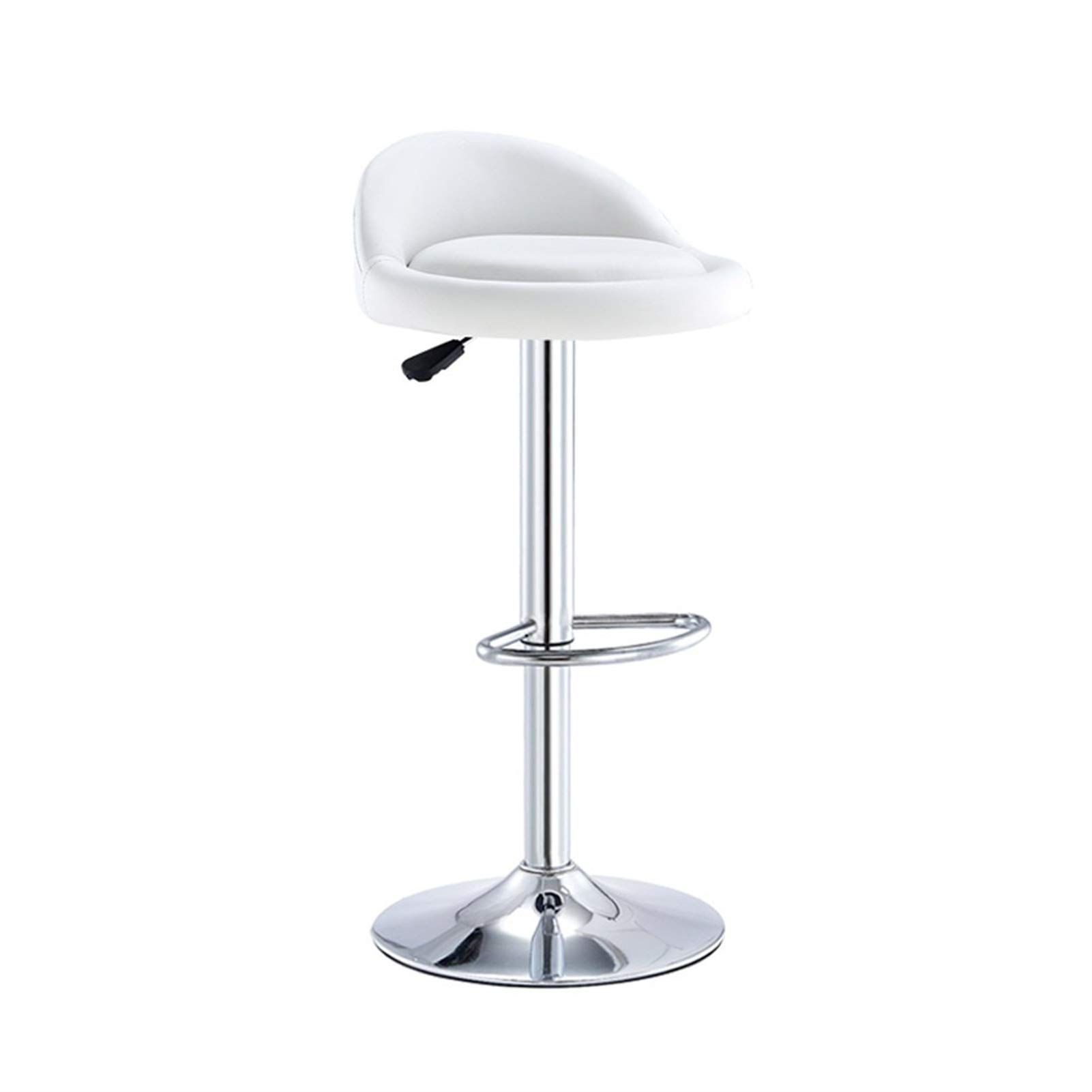 Chaise de bar pivotante 360° avec assise blanche réglable en hauteur par vérin