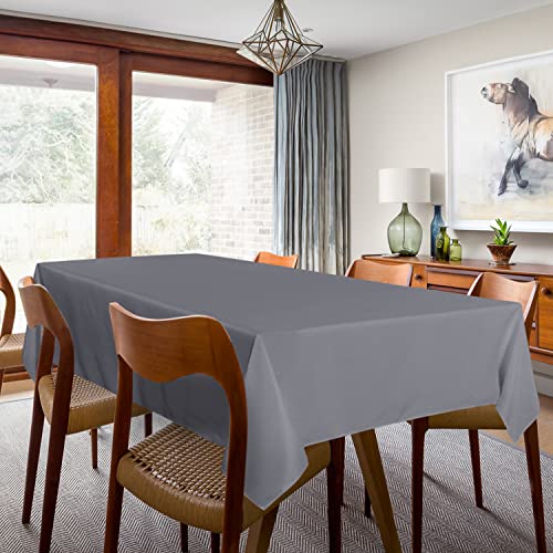 Image of sancua 2 Pack Light Grey Tablecloth 60 x 84 Inch, Rectangle 4 Feet Table Cloth - Stain and Wrinkle Resistant Washable Polyester Table Cover for Dining Tables, Buffet Parties and Camping