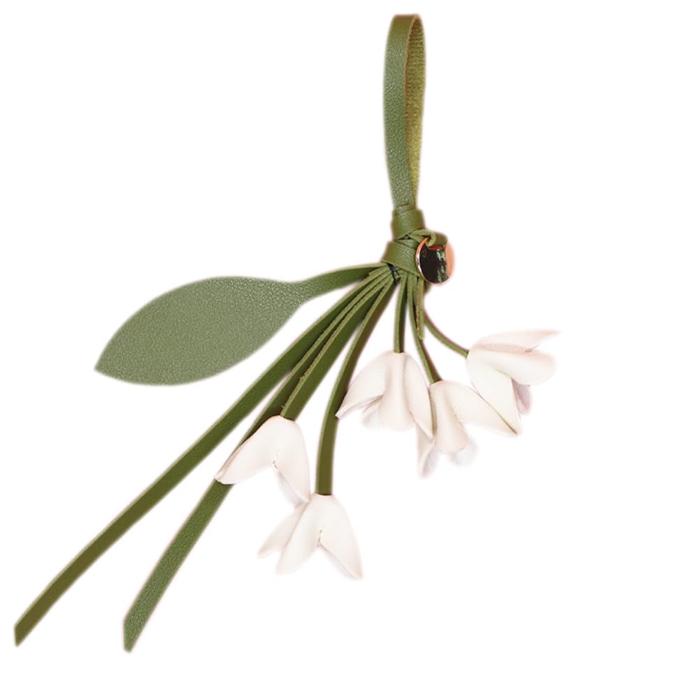 FYSIVOKE Flowers Leather Keychain Pendant, Elegant Floral Key Chain Ornament for Women Girls Wallet Purse Backpack Gift