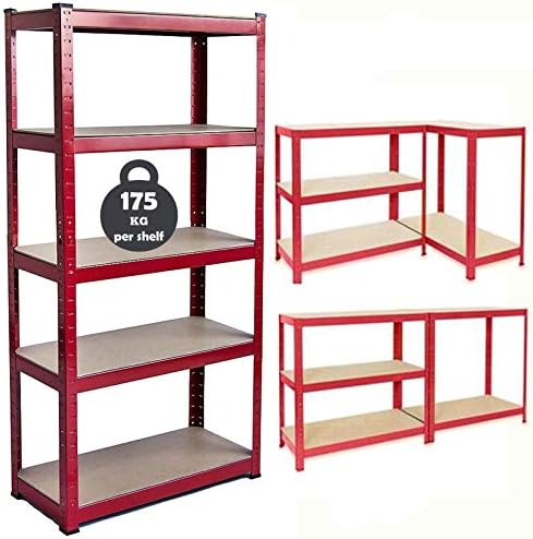 150cm x 70cm x 30cm 5 Tier Shelf, Steel & MDF Boltless Shelves, 875kg Total Capacity/175kg Per Shelf Garage shed Storage Shelving Units, 3 Year Warranty (Black)