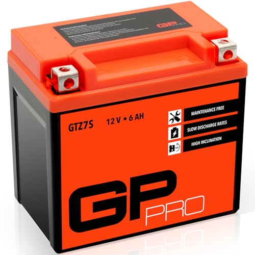 GP-PRO GTZ7S - Batería de arranque para motos, 12V, 6Ah, parecido a YTZ7S / 50616, sin necesidad de mantenimiento