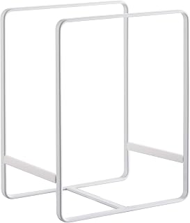 YAMAZAKI 2268 TOWER Tellerhalter, weiß, Stahl/Silikon, minimalistisch, 16 x 11,5 x 20 cm (L x B x H)
