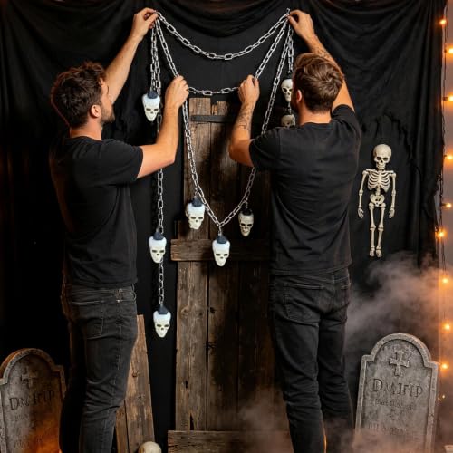 Guirnalda de Halloween con cabezas de esqueleto y decoración gótica de pared 3