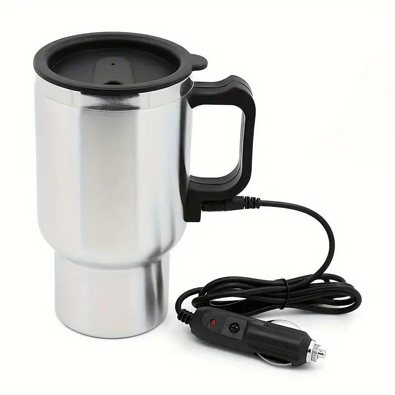 Portable Electric Car Kettle with Car Charger | Double Wall Stainless Steel Travel Heating Mug | Hot Water Boiler for Tea, Coffee & Instant Beverages | Leak-Resistant Travel Cup for Car-image-46