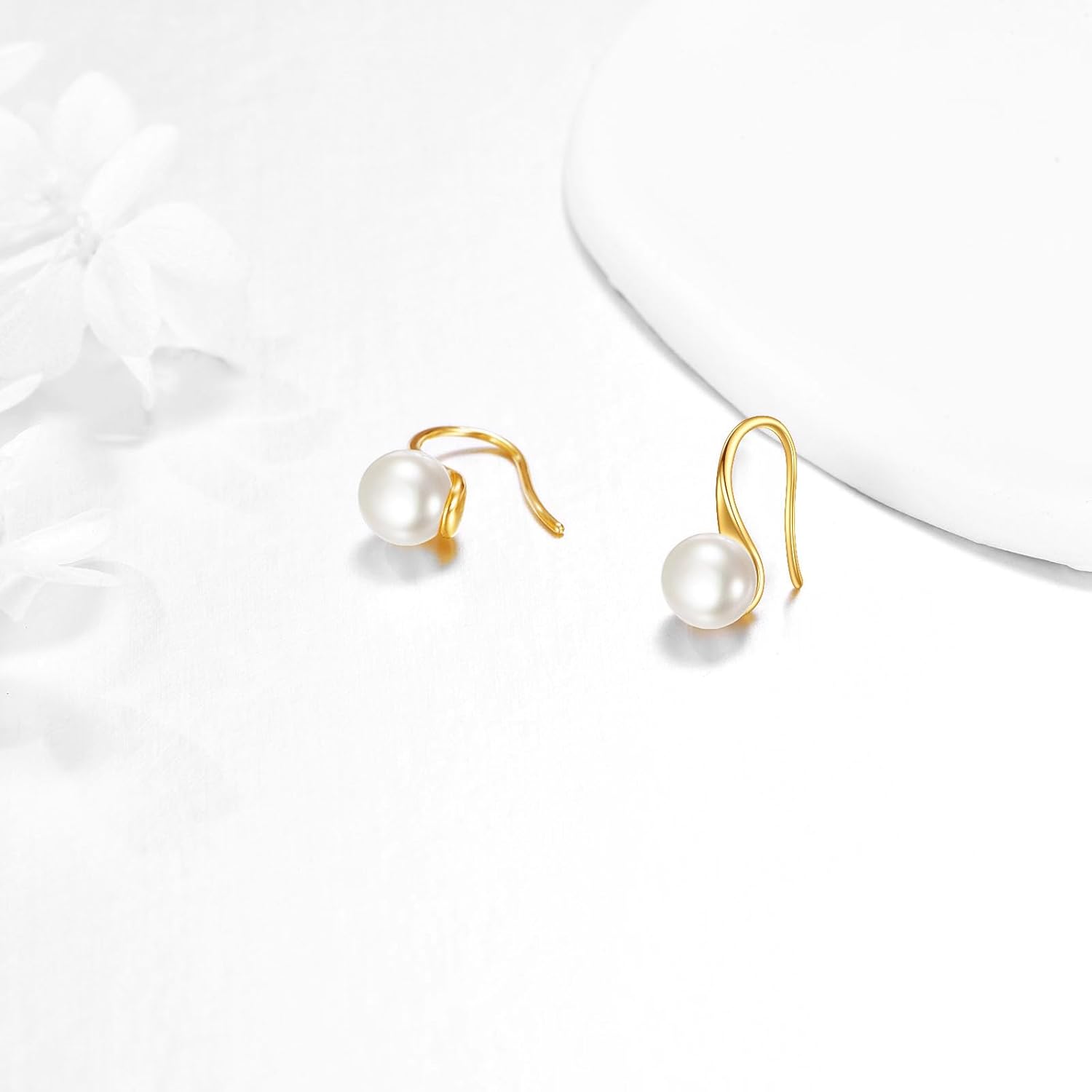 KECHO 14K Gold Freshwater Pearl Dangle Earrings Real Gold Pearl Drop Jewelry Anniversary Birthday Gifts for Women - Image 4