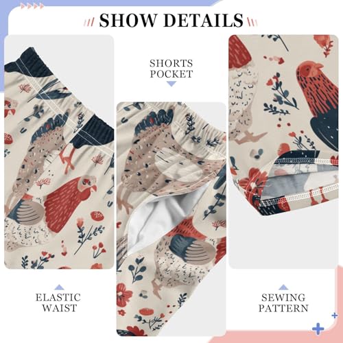 Pajama Bottoms, Pajamas Long Pant Cute Farm Roosters Lounge Wear Casual Sleep Pants Soft Pjs Sleepwear4