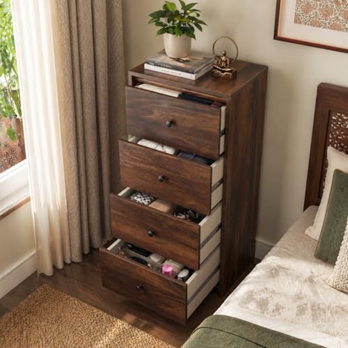 Image of Studio Kook Avon Tallboy Chest of Drawers, 4 Drawers, Matte Finish (Junglewood)