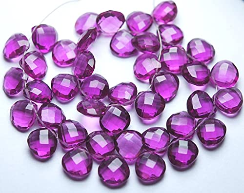 Quartz Rhodolite briolette cœur facetté 9mm pour création de collier et bracelet en pierre