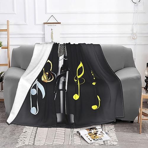 Couverture en flanelle haut de gamme motif musique plaid lit et canape