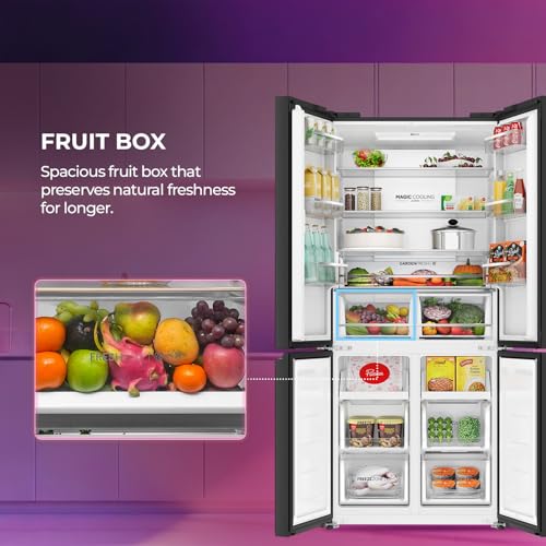 Image of Haier 520 L 3 Star Lumiere Frost Free Triple Inverter French Door Side by Side Refrigerator (HRB-600PW, Pearl White, Magic Convertible Zone, Vogue Colourful Steel, Deo Fresh Technology, 2026 Model)