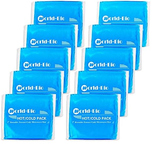 Reusable Gel Ice Packs for Hot Cold Compress Use, Set of 10 Packs, Flexible Ice Pack for Sports Injuries, Fever, Sprains, Bruises, Swelling, First Aid, Toothache, Pain Relief, 13x14cm