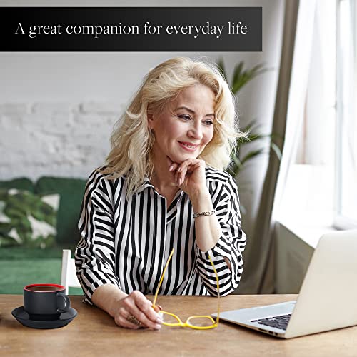 Miamio - 2.5 Oz Espresso Cup Set With Saucers Coffee Mug Set Of 6 - Ceramic Coffee Mug Stackable Espresso Mug With Stand For Coffee Drinks, Latte, Cafe Mocha - Le Papillon Collection (Red) #TOP5