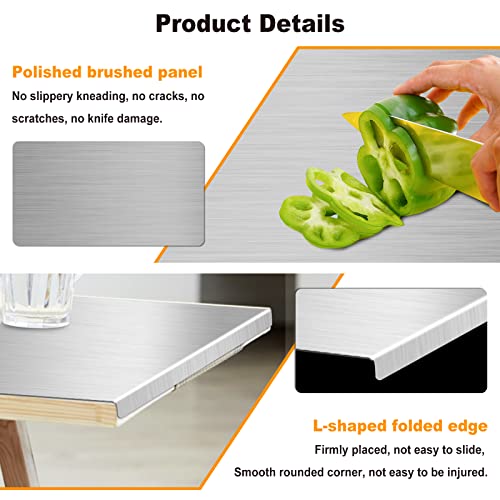 304 Stainless Steel Cutting Board, 31.5×19.7In Heavy Chopping Board With Lip, Kneading Board, Pastry Board For Meat Vegetable Fruit Fish Cheese Bread, Non Slip Easy To Clean #TOP2