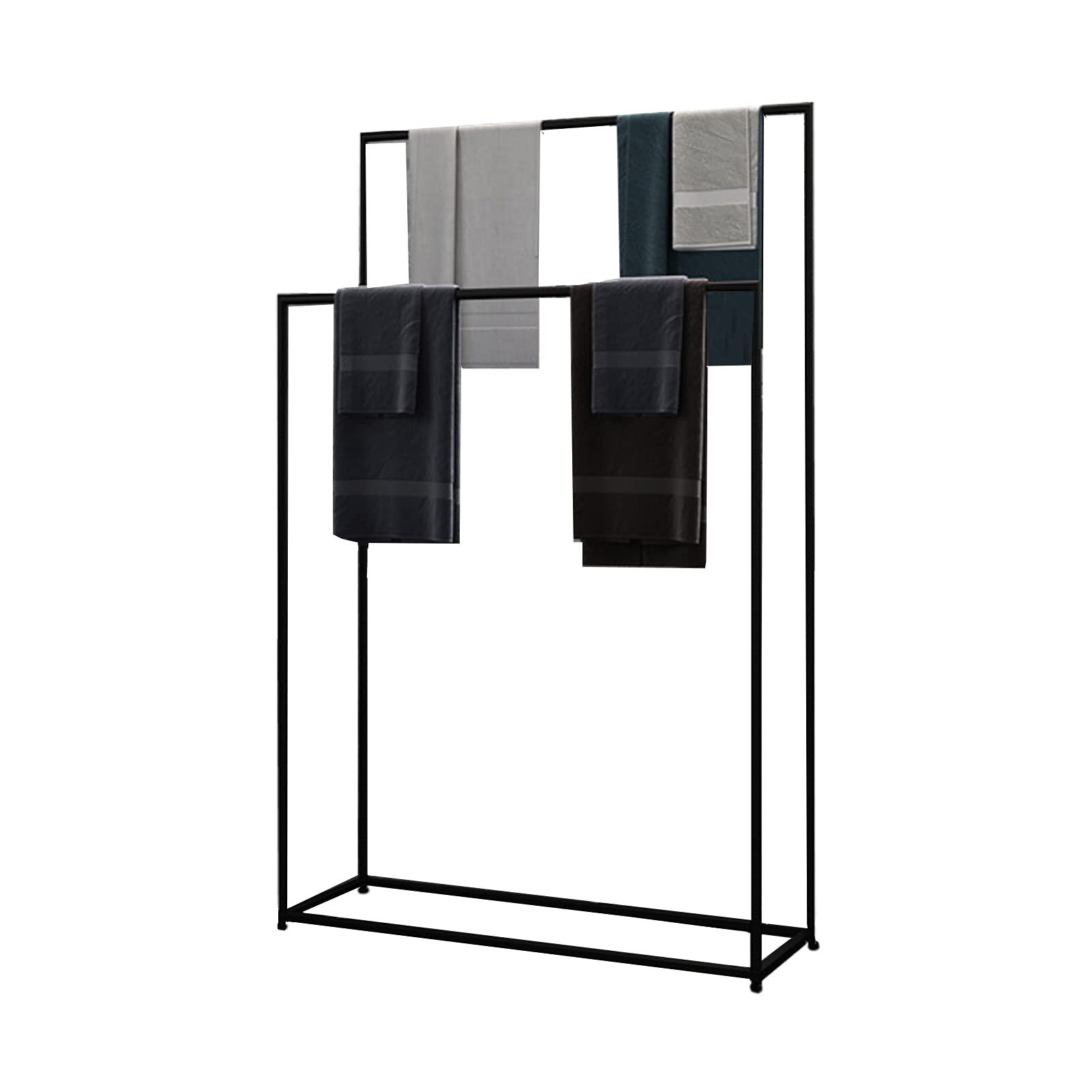 DKRAHRJJ Metal Freestanding Towel Rack 2 Tier Towel Bar Stand for Bathroom, Blanket Holder Organizer Hand Towel Holder Bathroom Accessories/Black/70Cm/28Inch