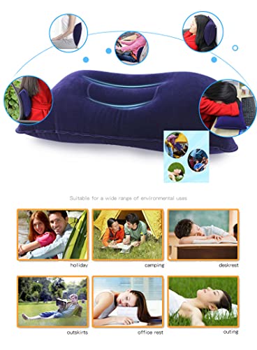 Aircee 3 Pieces Inflatable Travel Pillow For Camping, Home Office Sleeping, Head Neck Lumbar Support, Ultralight Portable Compact And Soft, Airplane Backpacking Trip Pillow #TOP5