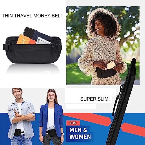 Waterproof-Money-Belt-for-Travelling-Hidden-Security-Money-Pouch-for-Cash-Cards-Keys-Passport-with-Adjustable-Elastic-Strap-Anti-Theft-Passport-Wallets-for-Men-Women