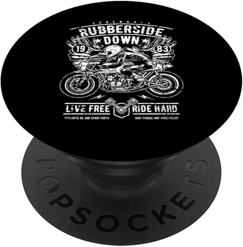 Retro Cafe Racer Rubberside Down Motorcycle Race Design PopSockets Swappable PopGrip