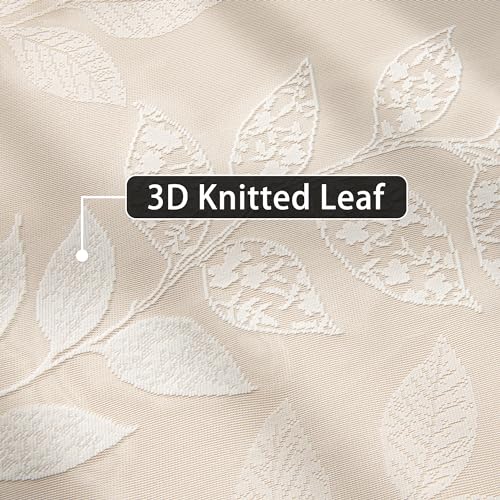 Image of Treatmentex Lace White Sheer Curtains for Living Room 84inch Vintage Botanical Floral Leaf Semi Sheer Window Curtain Panel for Bedroom 54 inch W 2pcs Rod Pocket 7ft Floor Length