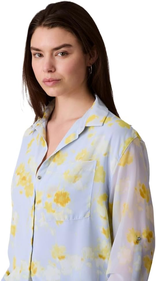 Calvin Klein Womens Printed Classic Button-Down Shirt - Image 4