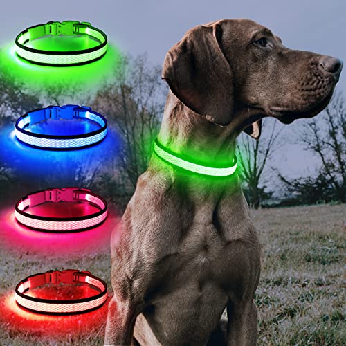 Bseen Led Dog Collar Light- Usb Rechargeable Light Up Dog Collars, Adjustable Mesh Reflective Puppy Collars For Night Dog Walking (Neon Green- Small- Collar) #TOP2