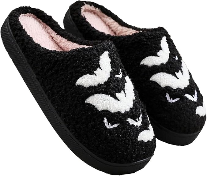 Halloween Bat Slippers for Women Spooky Slides Cute Animal House Shoes Halloween Fun Gifts for Adults