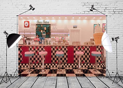BELECO Fondo Vintage 10x6.5ft para Fotografía 50s Diner miniatura 3