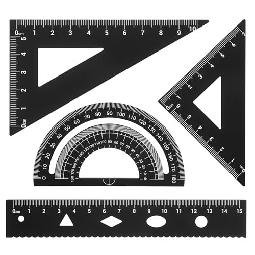 4Pcs Metal Geometric Ruler Set for Drafting